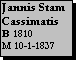 Text Box: Jannis Stam Cassimatis 
B 1810
M 10-1-1837
