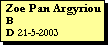 Text Box: Zoe Pan Argyriou
B 
D 21-5-2003
