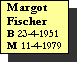 Text Box: Margot Fischer
B 23-4-1951
M 11-4-1979
